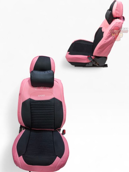 CUBRE ASIENTO ROSA CON NEGRO