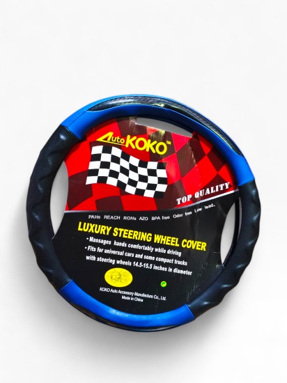 CUBRE VOLANTE KOKO NEGRO CON AZUL