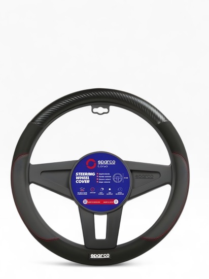 CUBRE VOLANTE SPARCO NEGRO COSTURA ROJO SPS126