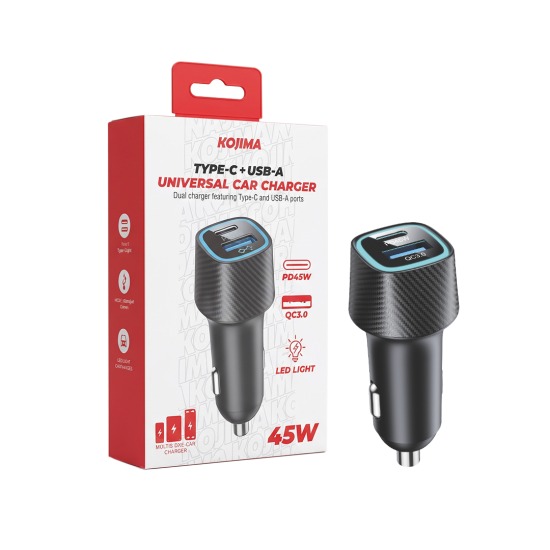CARGADOR KOJIMA TIPO C + USB-A   CARBONO